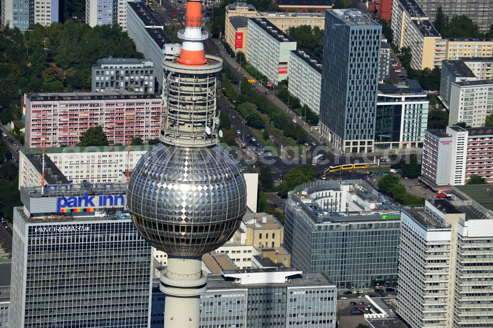 Berlin from above - City view from the town center on the East Berlin TV tower in the Mitte district of Berlin