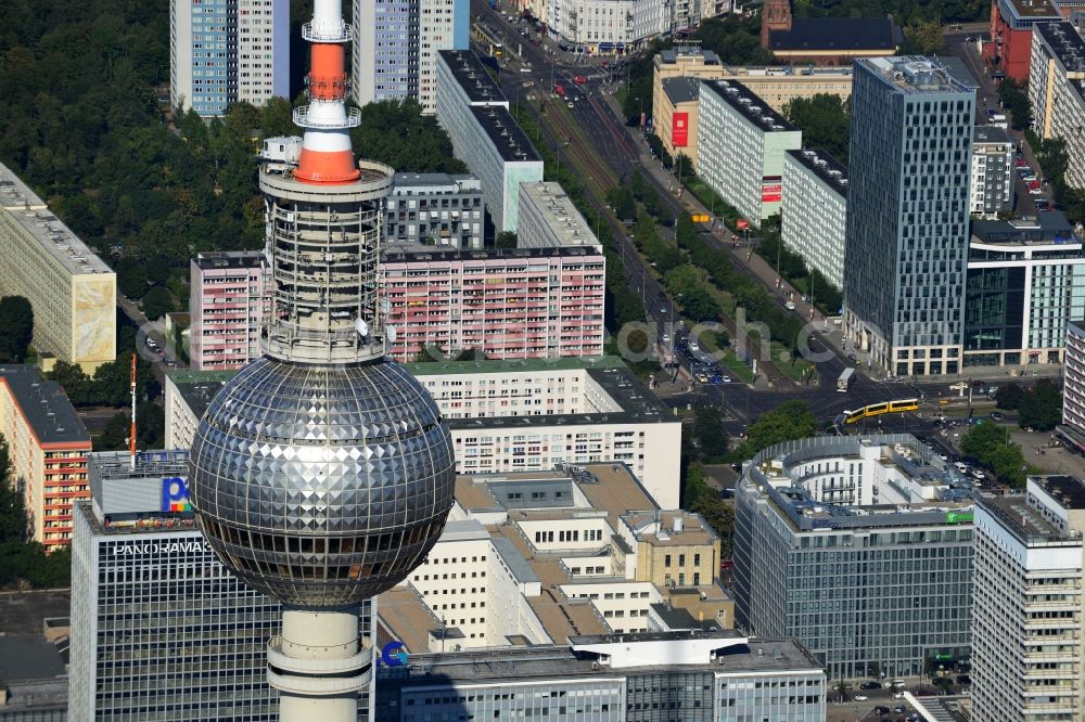 Berlin from the bird's eye view: City view from the town center on the East Berlin TV tower in the Mitte district of Berlin