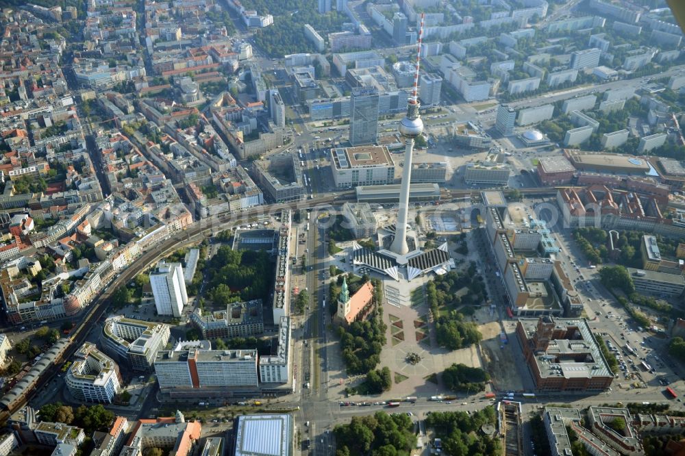 Aerial photograph Berlin - City view from the center of the federal capital of East Berlin