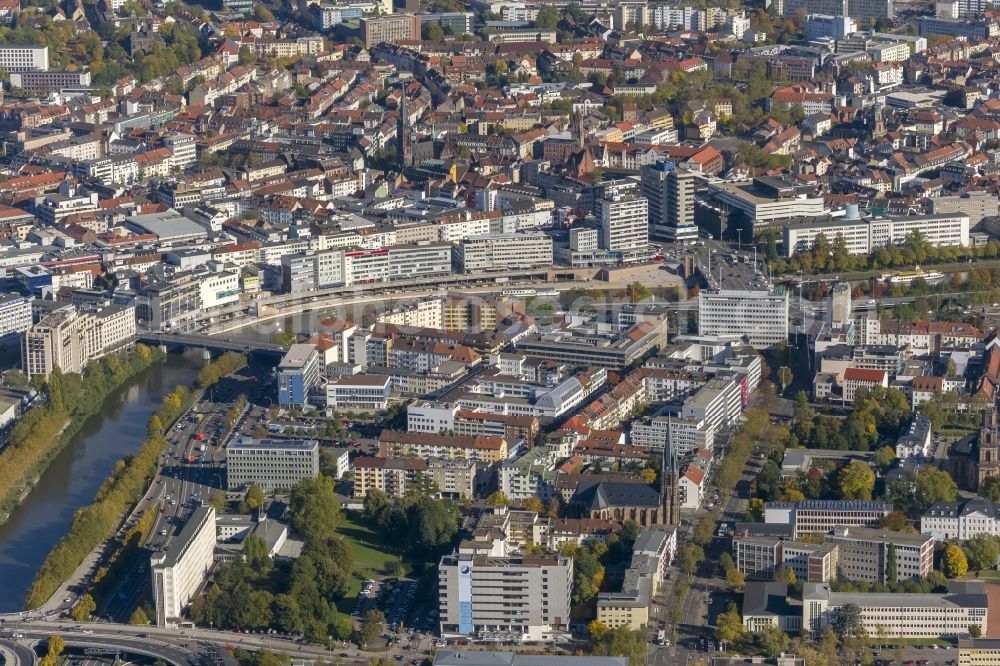 Saarbrücken from the bird's eye view: City view of the city center and the city center of Saarbrücken in Saarland