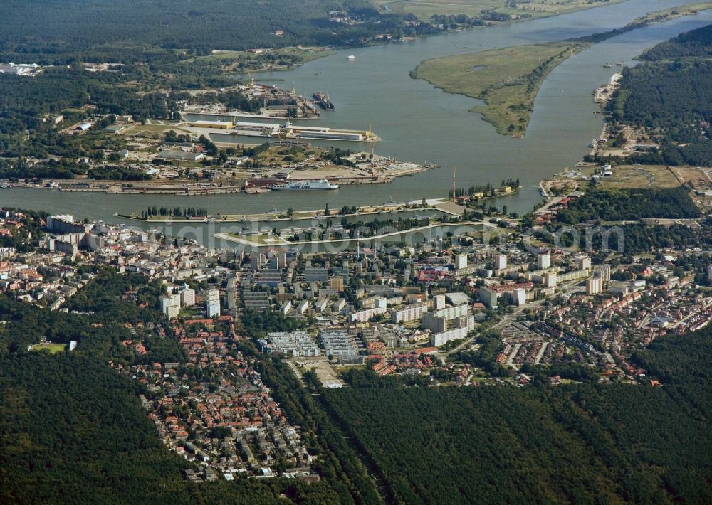 Swinemünde from above - SWINOUJSCIE 02.06.2011 Townscape of Swinoujscie at the Baltic Sea coast in Poland