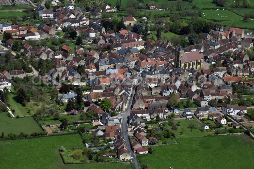 Aerial photograph Tannay - City view of Tannay with Church Eglise Saint-Leger de Tannay in Bourgogne Franche-Comte, France