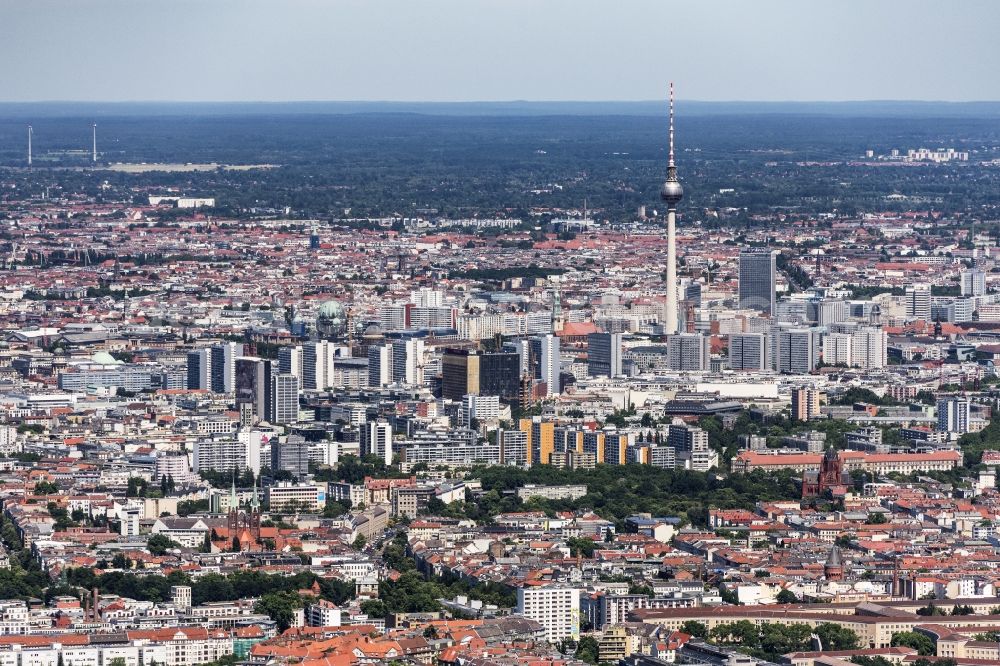 Berlin from above - District Tempelhof, Kreuzberg and Stadtmitte in the city in Berlin, Germany