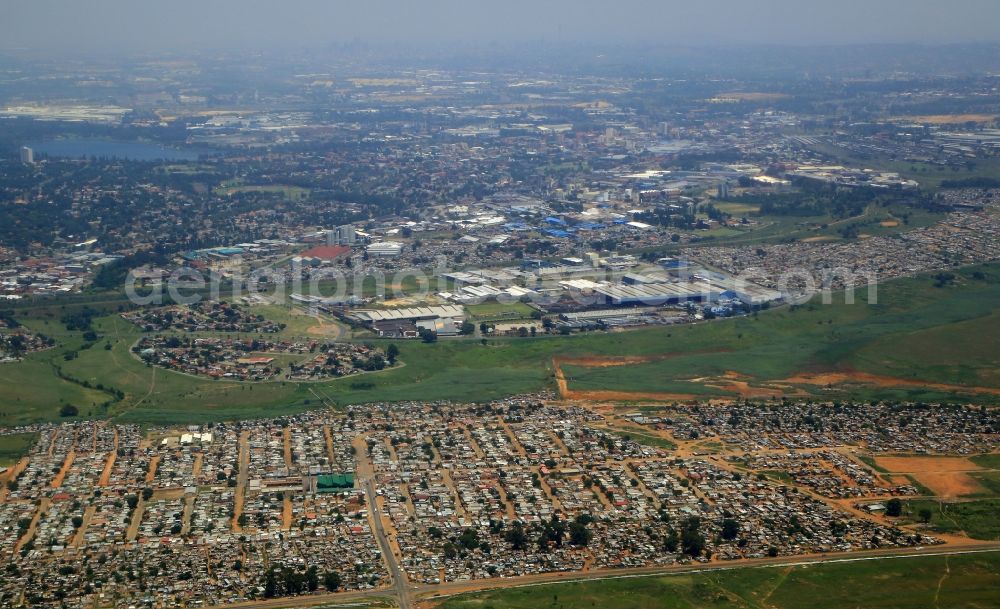 Aerial image Boksburg - Township Reiger Park with about 40000 coloured people in the area of Johannesburg in Boksburg in Gauteng, South Africa