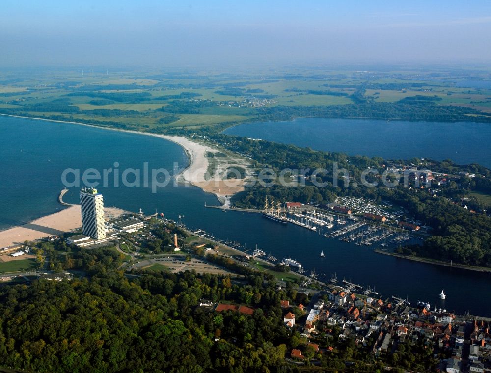 Lübeck - Travemünde from above - City view of Travemünde, a Fr. of Lübeck at the mouth of the Trave in Lübeck Bay in the state of Schleswig-Holstein