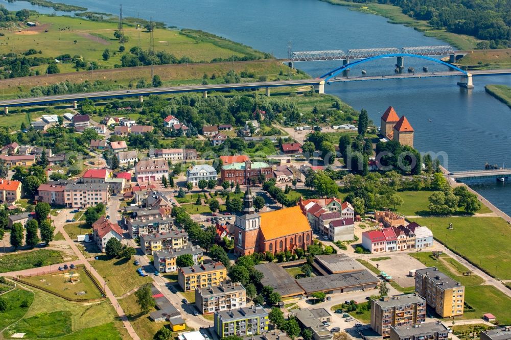 Aerial photograph Wolin - Wollin - City view on the river bank of Dziwna in Wolin - Wollin in West Pomerania, Poland