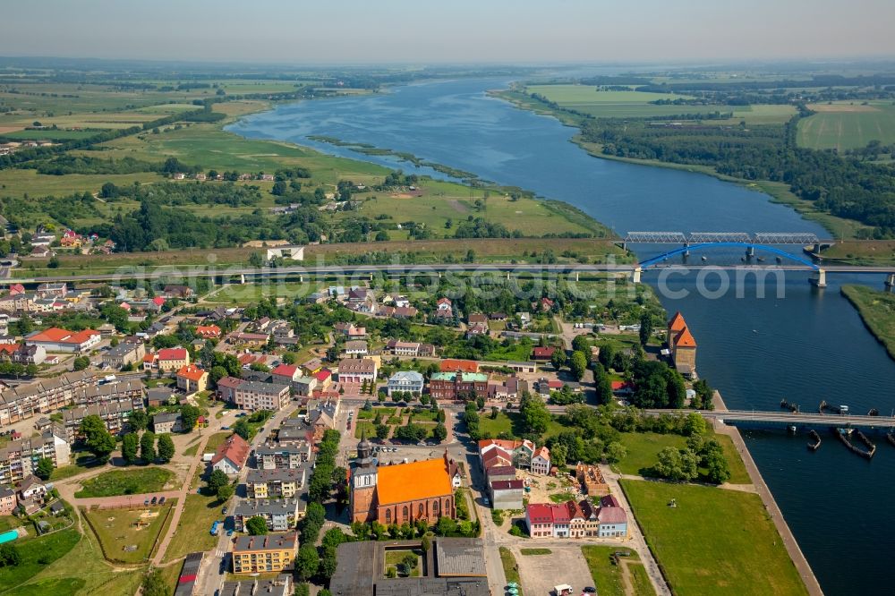 Wolin - Wollin from above - City view on the river bank of Dziwna in Wolin - Wollin in West Pomerania, Poland