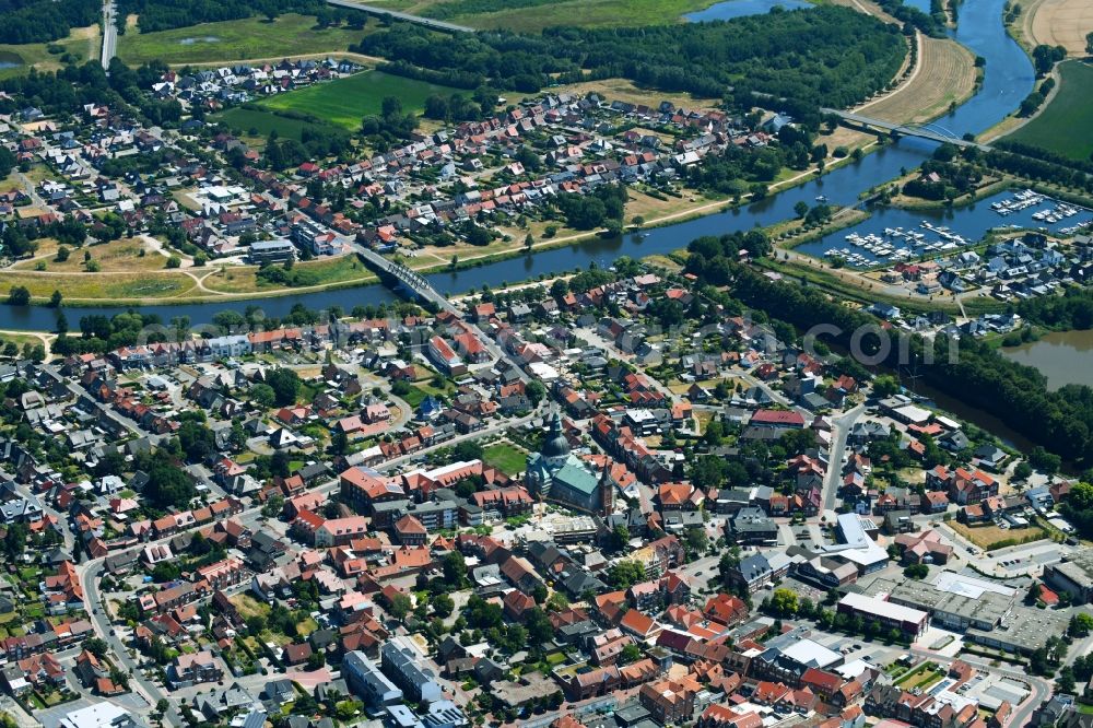 Haren (Ems) from above - City view on the river bank on Ems in Haren (Ems) in the state Lower Saxony, Germany