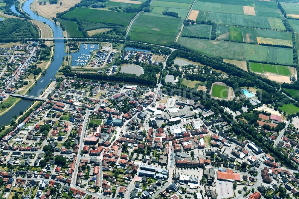 Haren (Ems) from above - City view on the river bank on Ems in Haren (Ems) in the state Lower Saxony, Germany