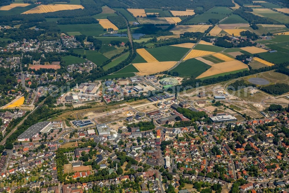 Dorsten from above - City view on the river bank of Lippe in Dorsten in the state North Rhine-Westphalia, Germany