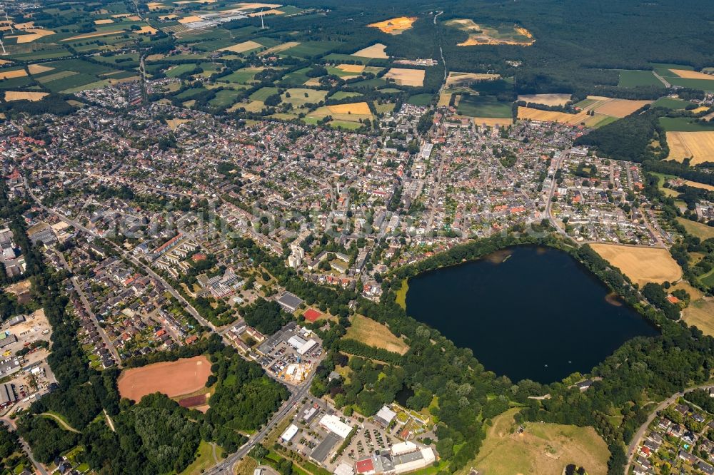 Dorsten from the bird's eye view: City view on the river bank of Lippe in Dorsten in the state North Rhine-Westphalia, Germany