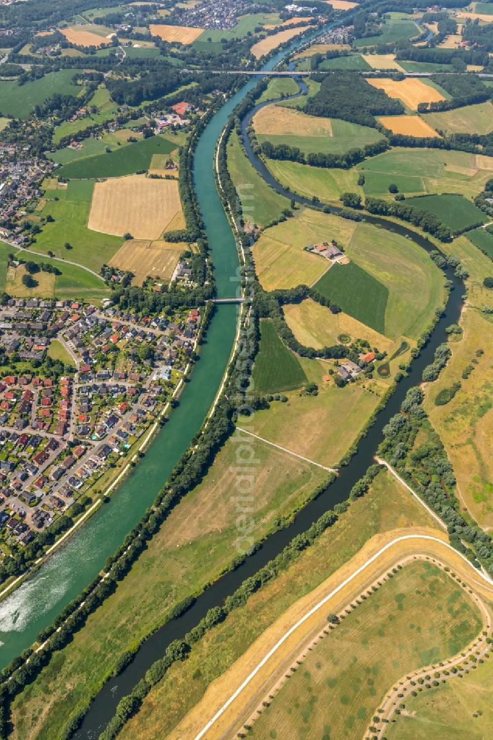 Dorsten from above - City view on the river bank of Lippe in Dorsten in the state North Rhine-Westphalia, Germany