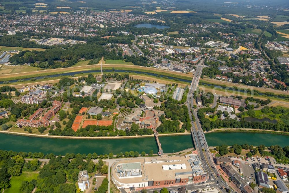 Dorsten from above - City view on the river bank of Lippe in Dorsten in the state North Rhine-Westphalia, Germany