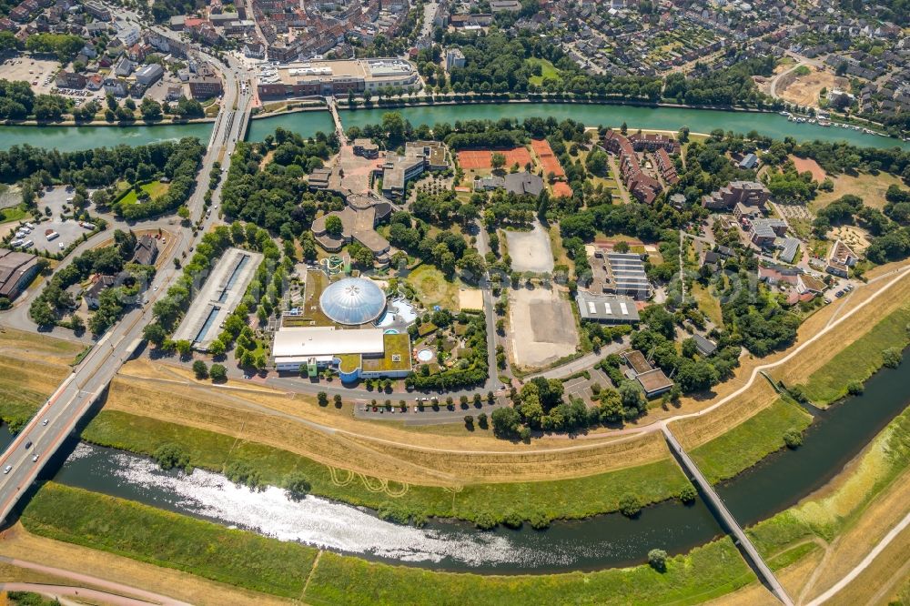 Dorsten from above - City view on the river bank of Lippe in Dorsten in the state North Rhine-Westphalia, Germany