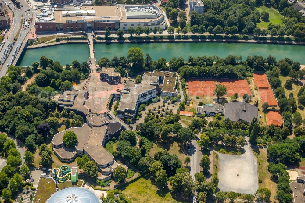 Dorsten from the bird's eye view: City view on the river bank of Lippe in Dorsten in the state North Rhine-Westphalia, Germany