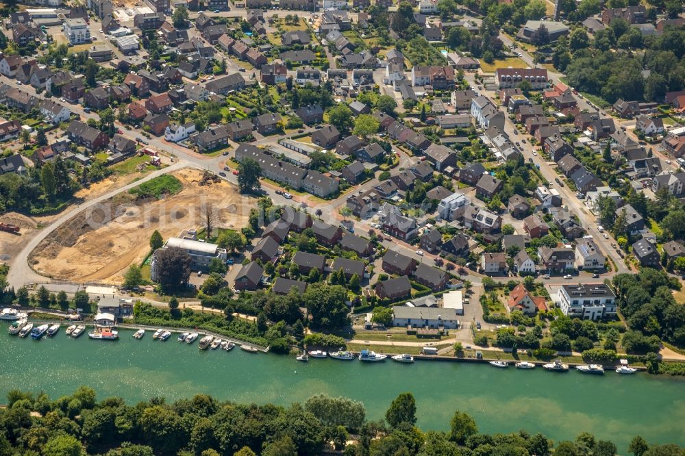 Aerial image Dorsten - City view on the river bank of Lippe in Dorsten in the state North Rhine-Westphalia, Germany