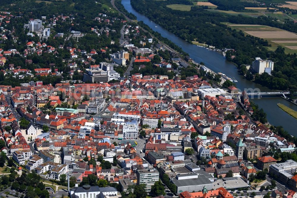 Aerial image Schweinfurt - City view on the river bank Main in Schweinfurt in the state Bavaria, Germany