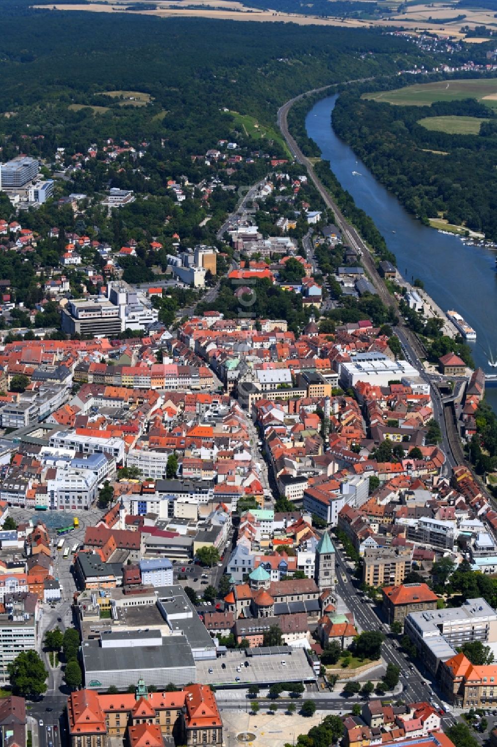 Aerial photograph Schweinfurt - City view on the river bank Main in Schweinfurt in the state Bavaria, Germany