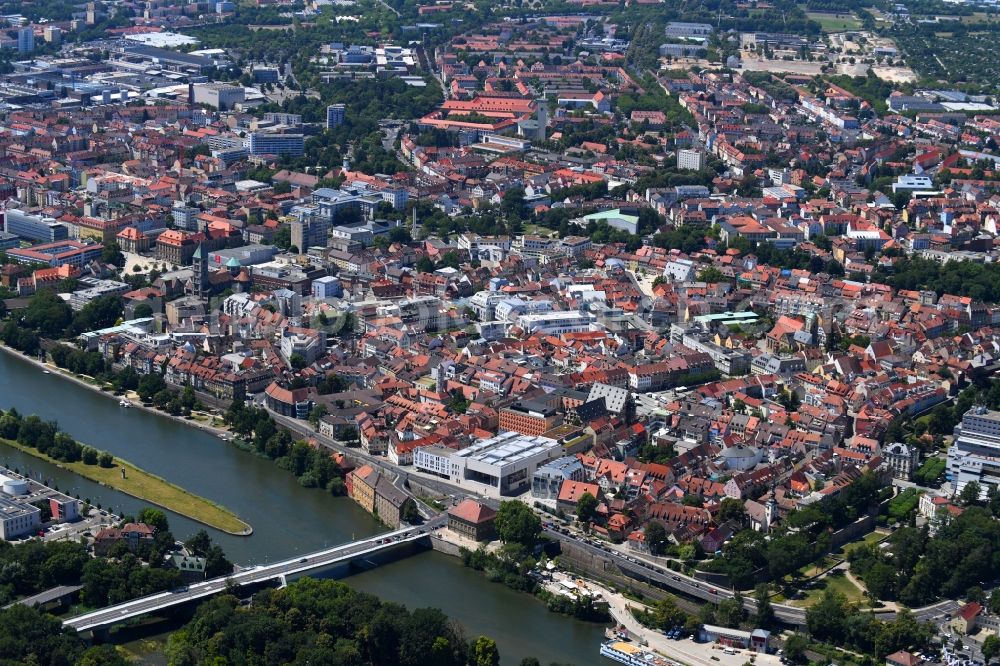 Aerial image Schweinfurt - City view on the river bank Main in Schweinfurt in the state Bavaria, Germany