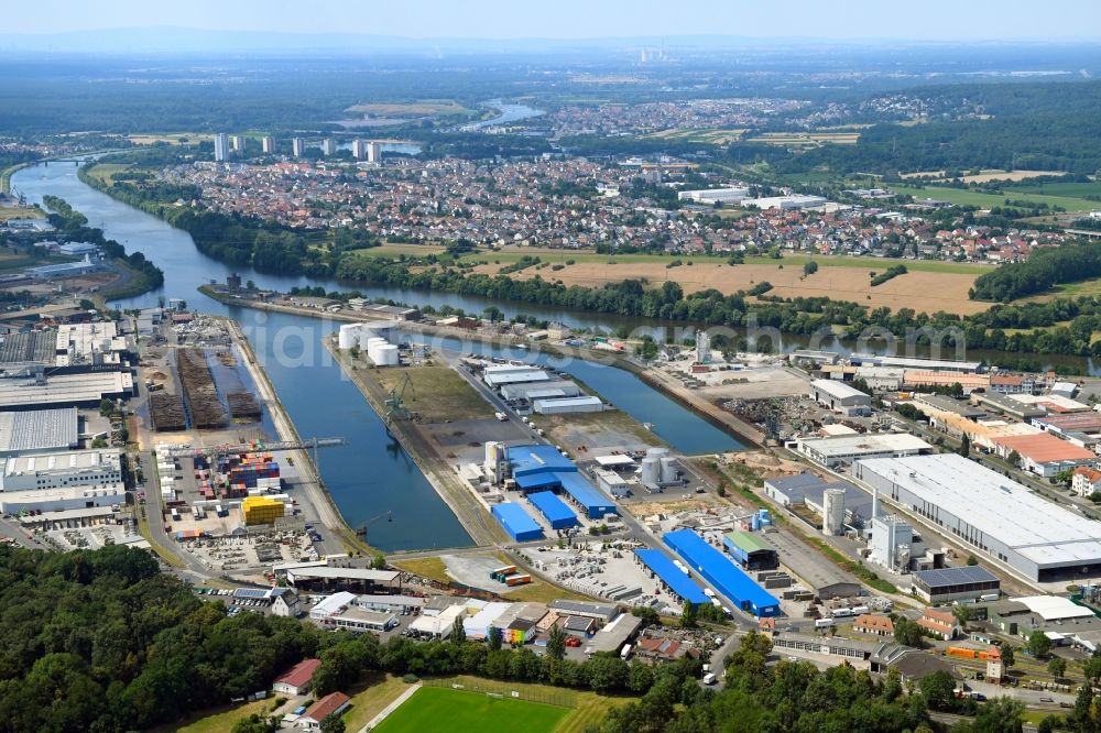 Aschaffenburg from above - City view on the river bank of the Main in Aschaffenburg in the state Bavaria, Germany