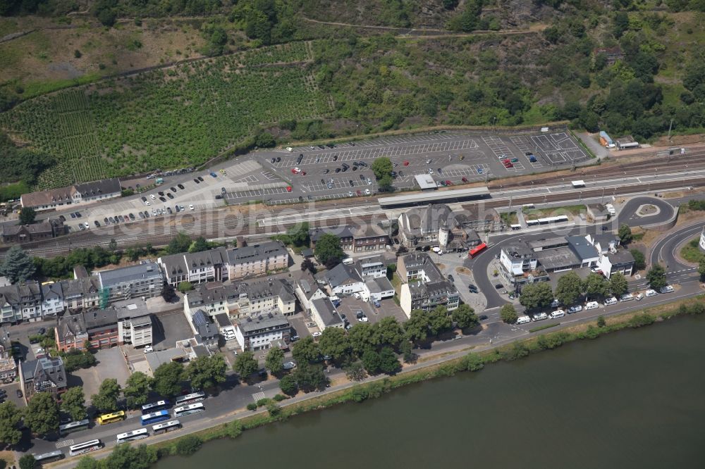 Cochem from above - City view on the river bank of the river Mosel in Cochem in the state Rhineland-Palatinate, Germany