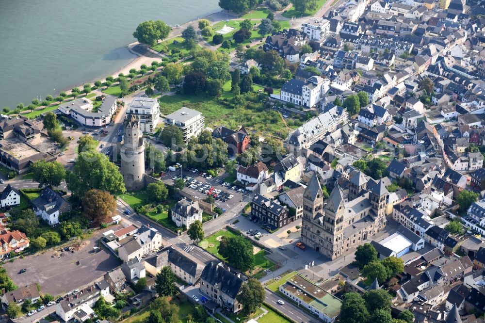 Aerial photograph Andernach - City view on the river bank of the Rhine river in Andernach in the state Rhineland-Palatinate, Germany