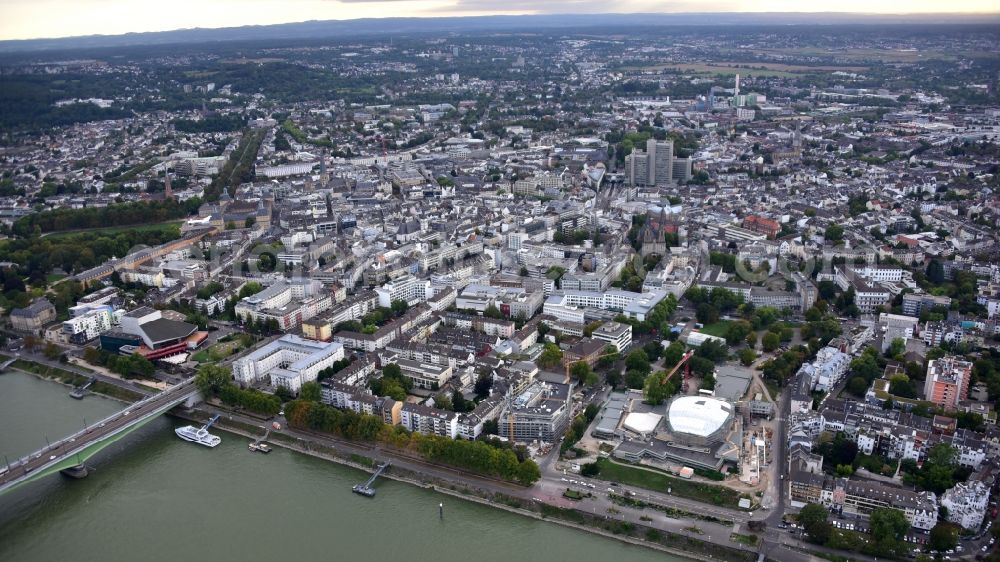 Aerial image Bonn - City view on the river bank of the Rhine river in Bonn in the state North Rhine-Westphalia, Germany