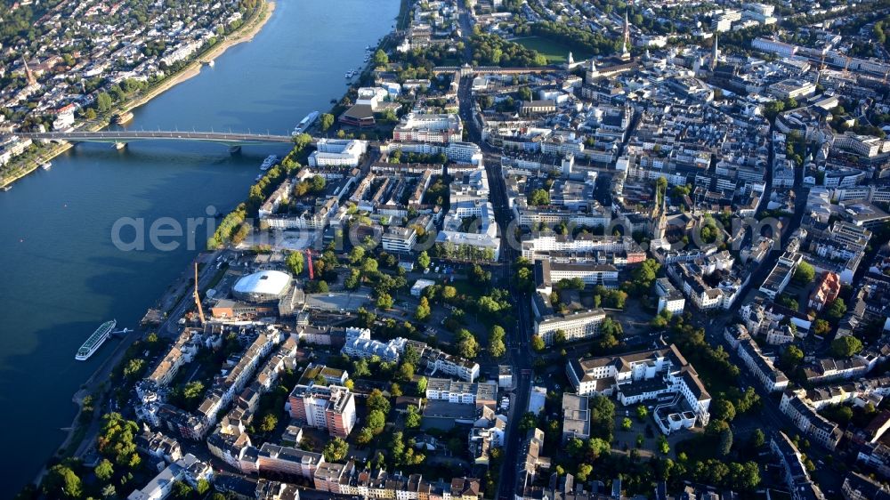 Aerial photograph Bonn - City view on the river bank of the Rhine river in Bonn in the state North Rhine-Westphalia, Germany