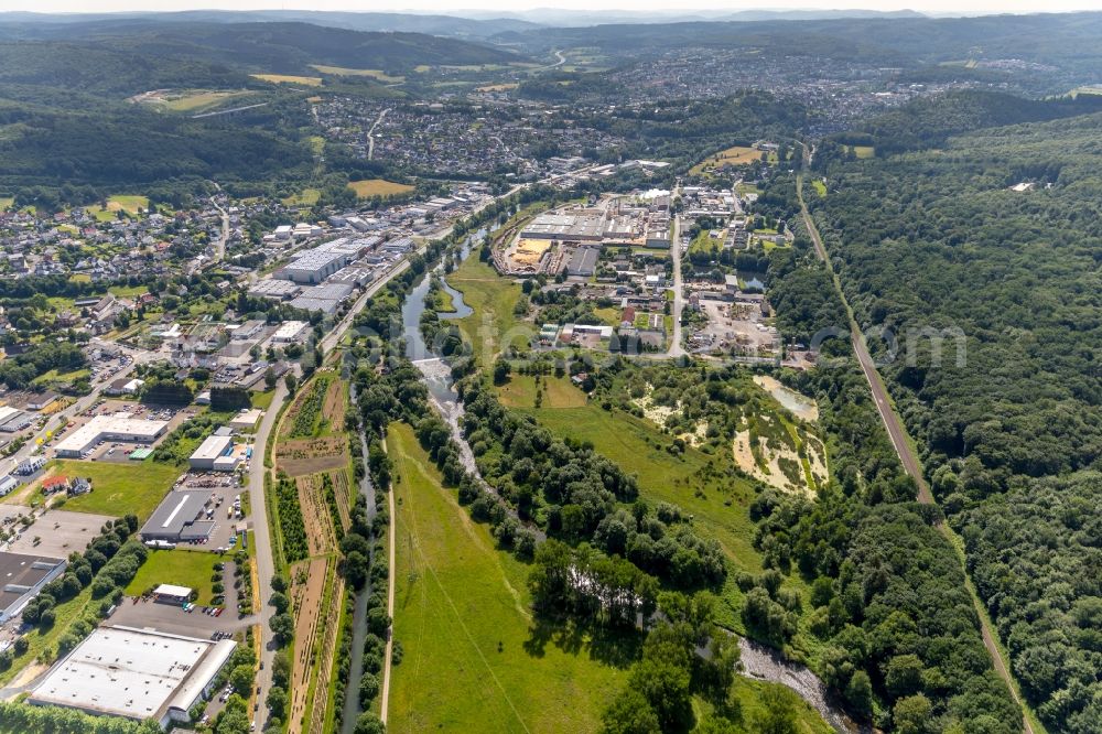 Arnsberg from the bird's eye view: City view on the river bank the Ruhr in Arnsberg in the state North Rhine-Westphalia, Germany