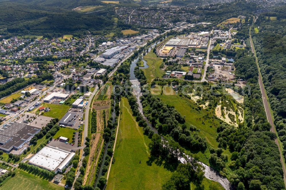 Aerial image Arnsberg - City view on the river bank the Ruhr in Arnsberg in the state North Rhine-Westphalia, Germany