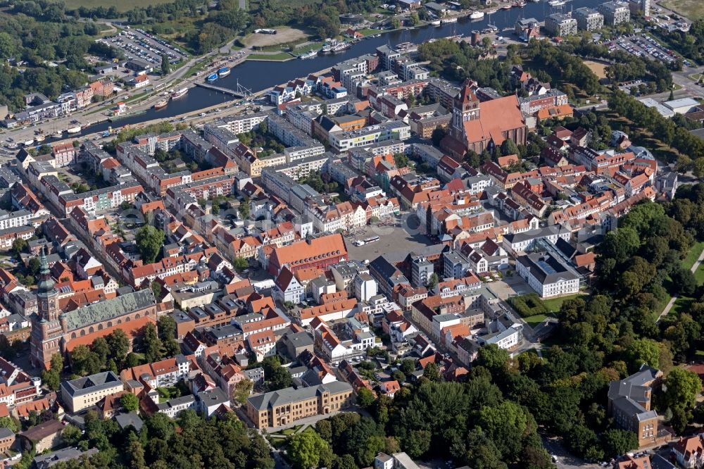 Greifswald from above - City view on the river bank of Ryck in Greifswald in the state Mecklenburg - Western Pomerania, Germany