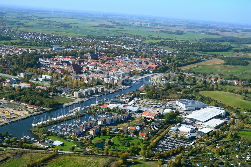 Hansestadt Greifswald from above - City view on the river bank of Ryck in Greifswald in the state Mecklenburg - Western Pomerania, Germany