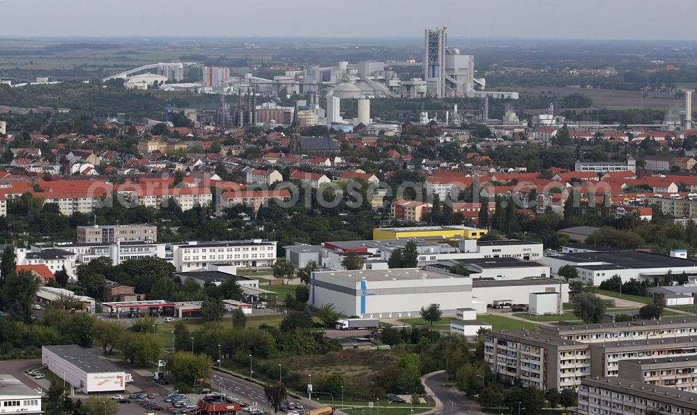 Aerial photograph Bernburg (Saale) - City view on the river bank of Saale in Bernburg (Saale) in the state Saxony-Anhalt, Germany