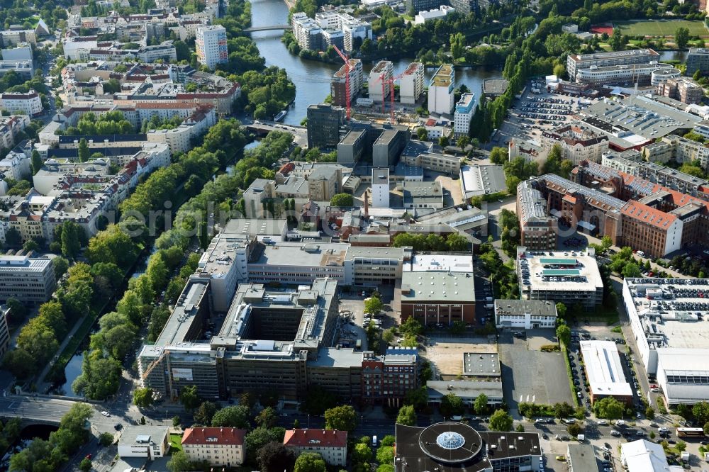 Aerial image Berlin - City view on the river bank of Spree River in Berlin, Germany