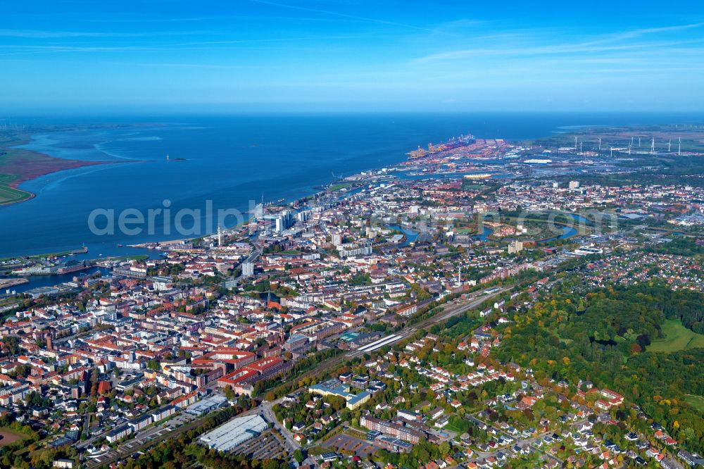 Bremerhaven from above - City view on the river bank Weser in Bremerhaven in the state Bremen, Germany