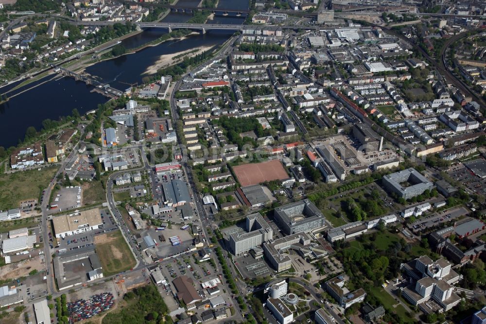 Aerial image Koblenz OT Rauental - Cityscape on the banks of the Rhine course of Koblenz-Rauental in the state of Rhineland-Palatinate