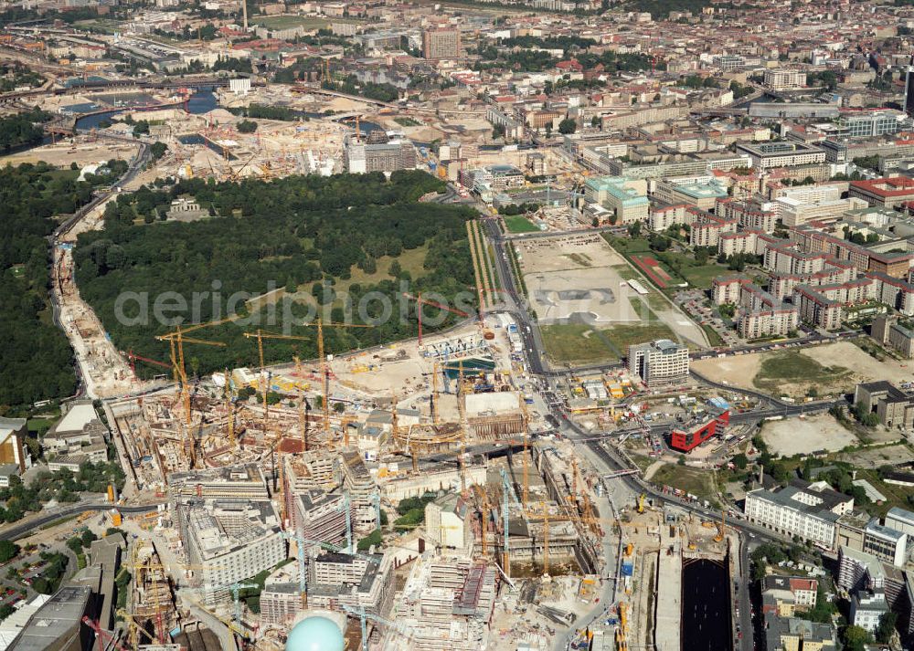 Aerial photograph Berlin - Construction sites Potsdamer Platz / Leipziger Platz in Berlin, Tiergarten and Government District Spreebogen