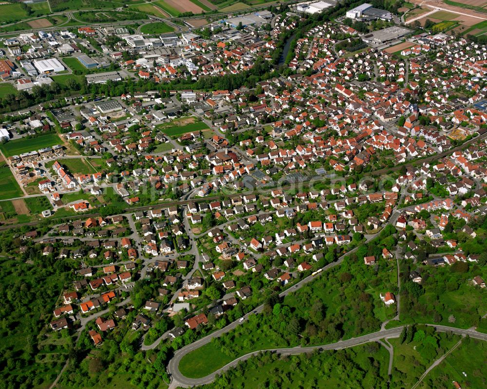 Aerial photograph Winterbach - City view of the inner city area in the valley surrounded by mountains in Winterbach in the state Baden-Wuerttemberg, Germany