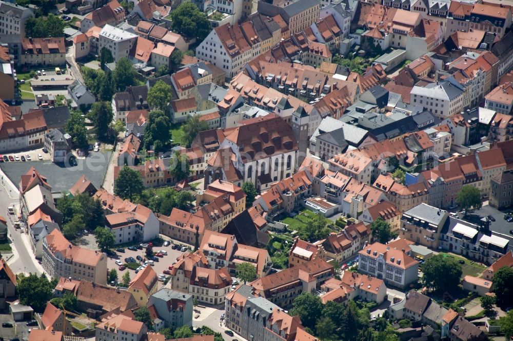 Aerial image Freiberg - Cityscape on the free mountain in the middle of the Free State of Saxony