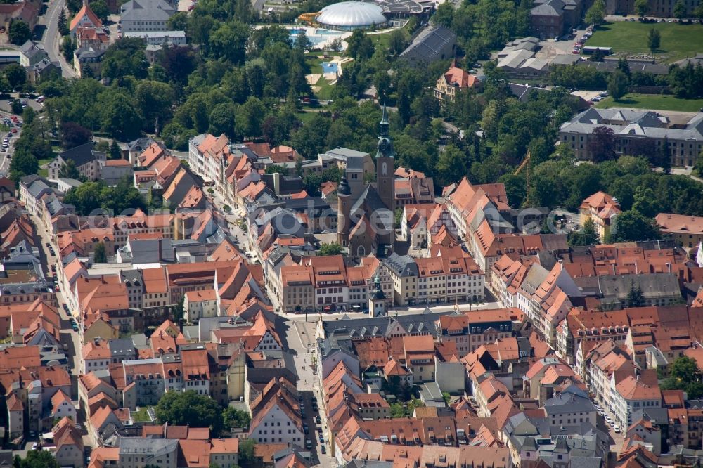 Aerial photograph Freiberg - Cityscape on the free mountain in the middle of the Free State of Saxony