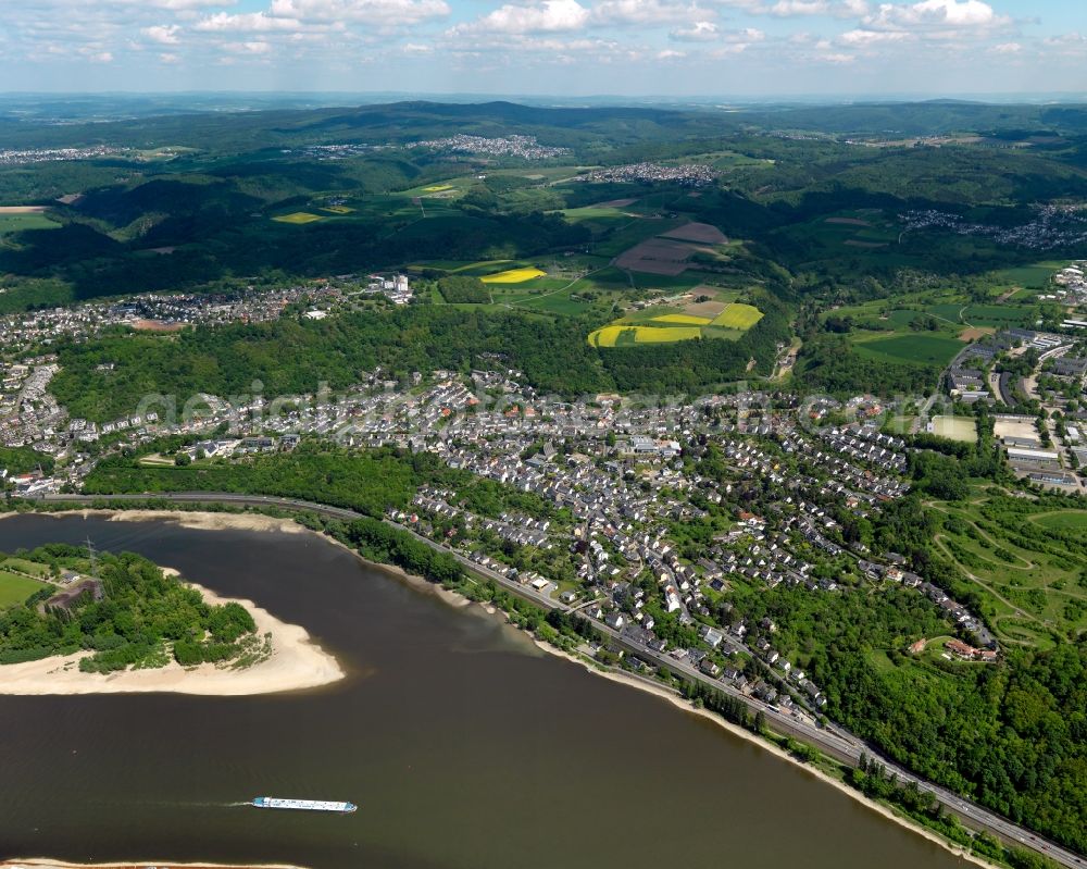 Urbar from above - Cityscape of Urbar on the banks of the River Rhine in Rhineland-Palatinate