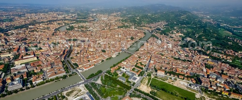 Aerial photograph Verona - City view of Verona in the region Veneto in Italy. The Adige flows through the city