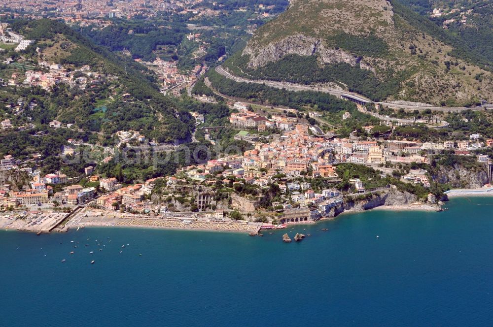 Vietri sul Mare from the bird's eye view: City view of Vietri sul Mare at the Amalfi Coast in the province Salerno in Italy