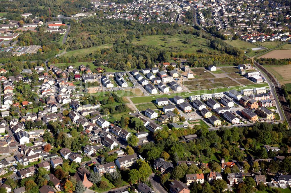 Aerial photograph Bonn - Blick auf den Stadtteil Vilich-Müldorf in Bonn, mit der Wilfiried-Hatzfeld-Straße und dem Quartier der Bundespolizei St. Augustin. View to the district Vilich-Müldorf in Bonn with the Wilfried-Hatzfeld-Straße and the accomodation of the federal police of St. Augustin.