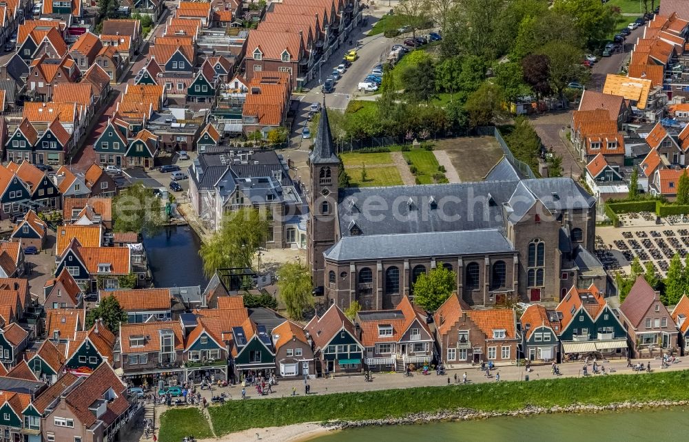 Aerial image Volendam - View of the town of Volendam on the coast to the IJsselmeer in Holland - Netherlands