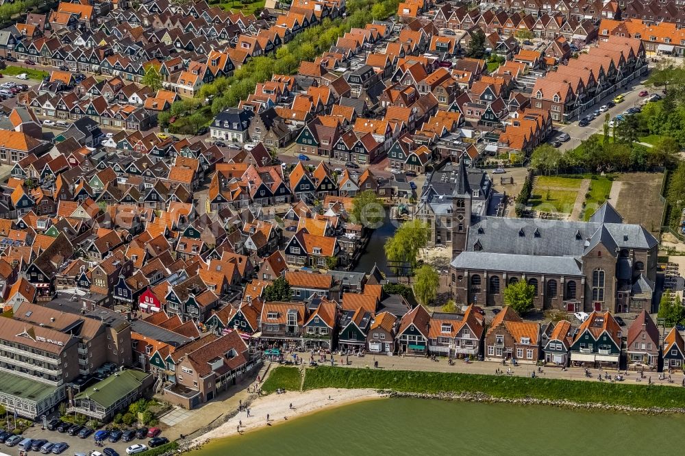 Volendam from above - View of the town of Volendam on the coast to the IJsselmeer in Holland - Netherlands