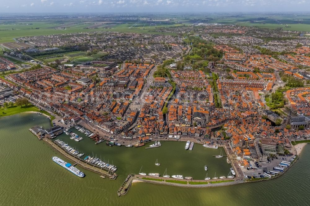 Aerial image Volendam - View of the town of Volendam on the coast to the IJsselmeer in Holland - Netherlands