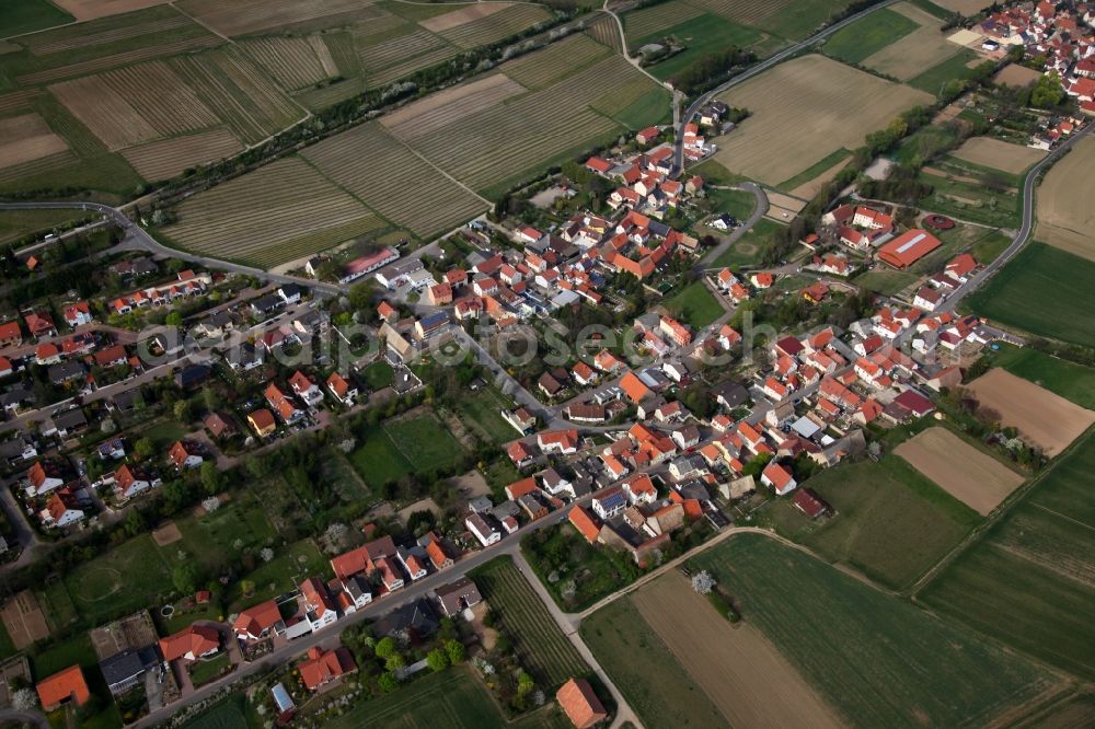 Aerial photograph Wahlheim - City view of Wahlheim, a municipality in the district Alzey-Worms in Rhineland-Palatinate. The locality belongs to the municipality of Alzey-Land