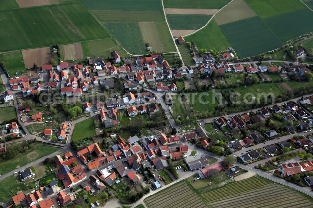 Aerial image Wahlheim - City view of Wahlheim, a municipality in the district Alzey-Worms in Rhineland-Palatinate. The locality belongs to the municipality of Alzey-Land