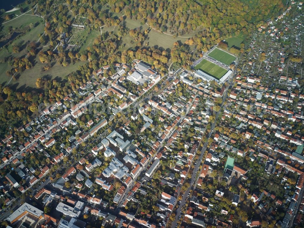 Potsdam from the bird's eye view: City view of the housing area in the Street Alle nach Glienicke in Babelsberg in Potsdam in the state Brandenburg